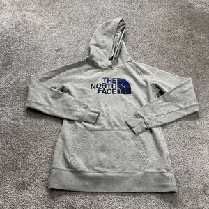 The North Face Hoodie Sweatshirt Women Small Gray Graphic Pocket Pullover Casual